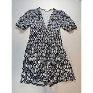 Boden Leaf Print Romper Womens 4 Tall Navy White Wrap Jumpsuit